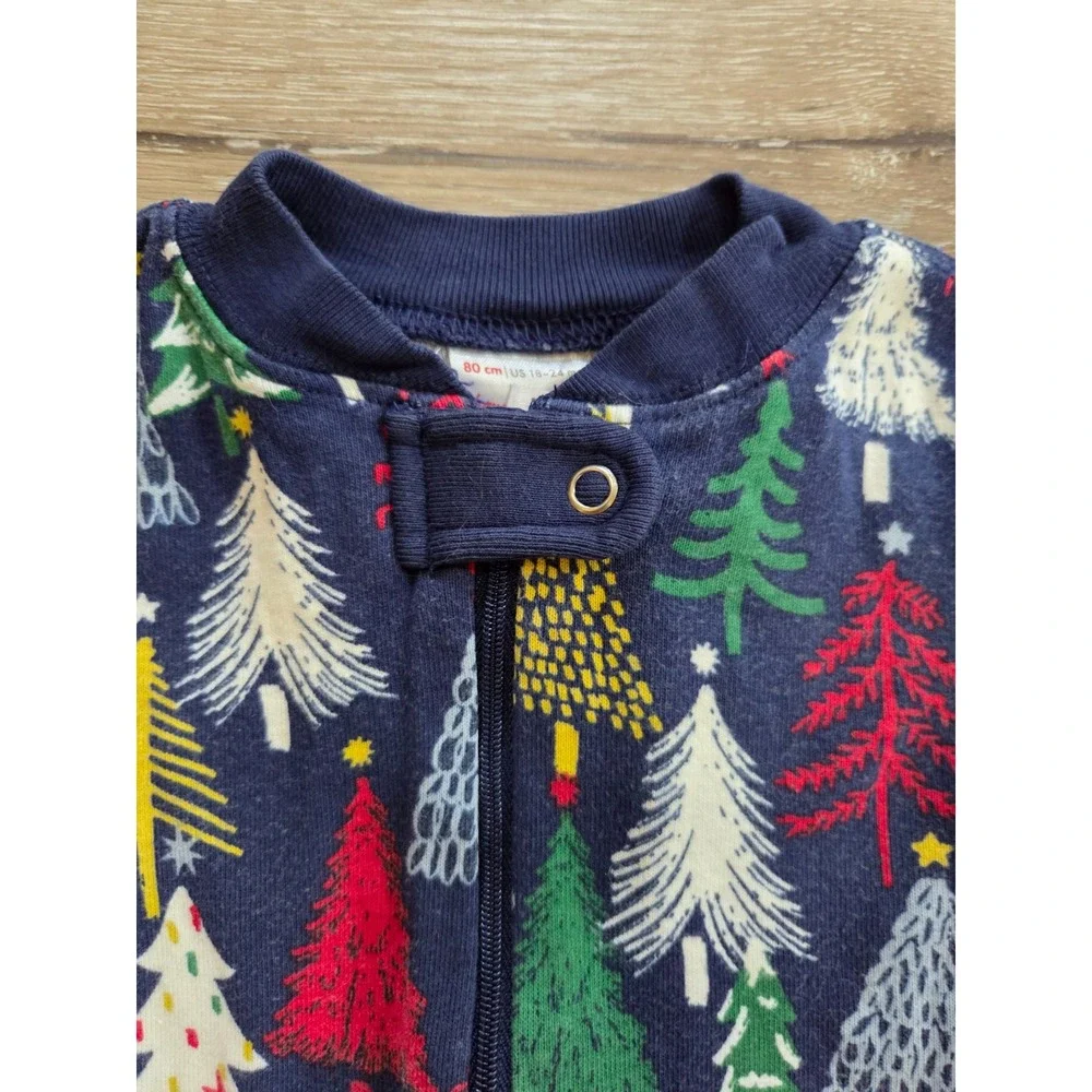 Hanna Andersson Twinkly Trees Christmas Holiday One Piece Pajamas 80 US 18-24m
